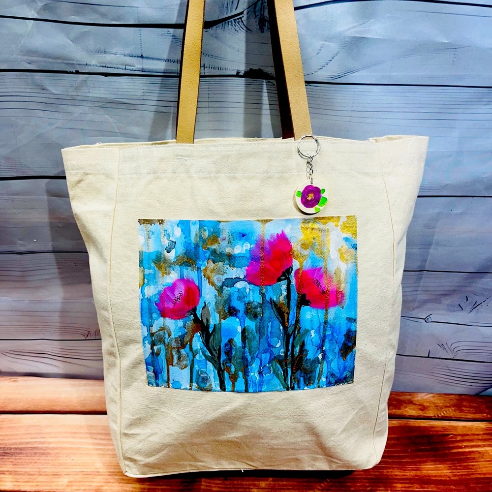 NWT abstract floral in pink/blue